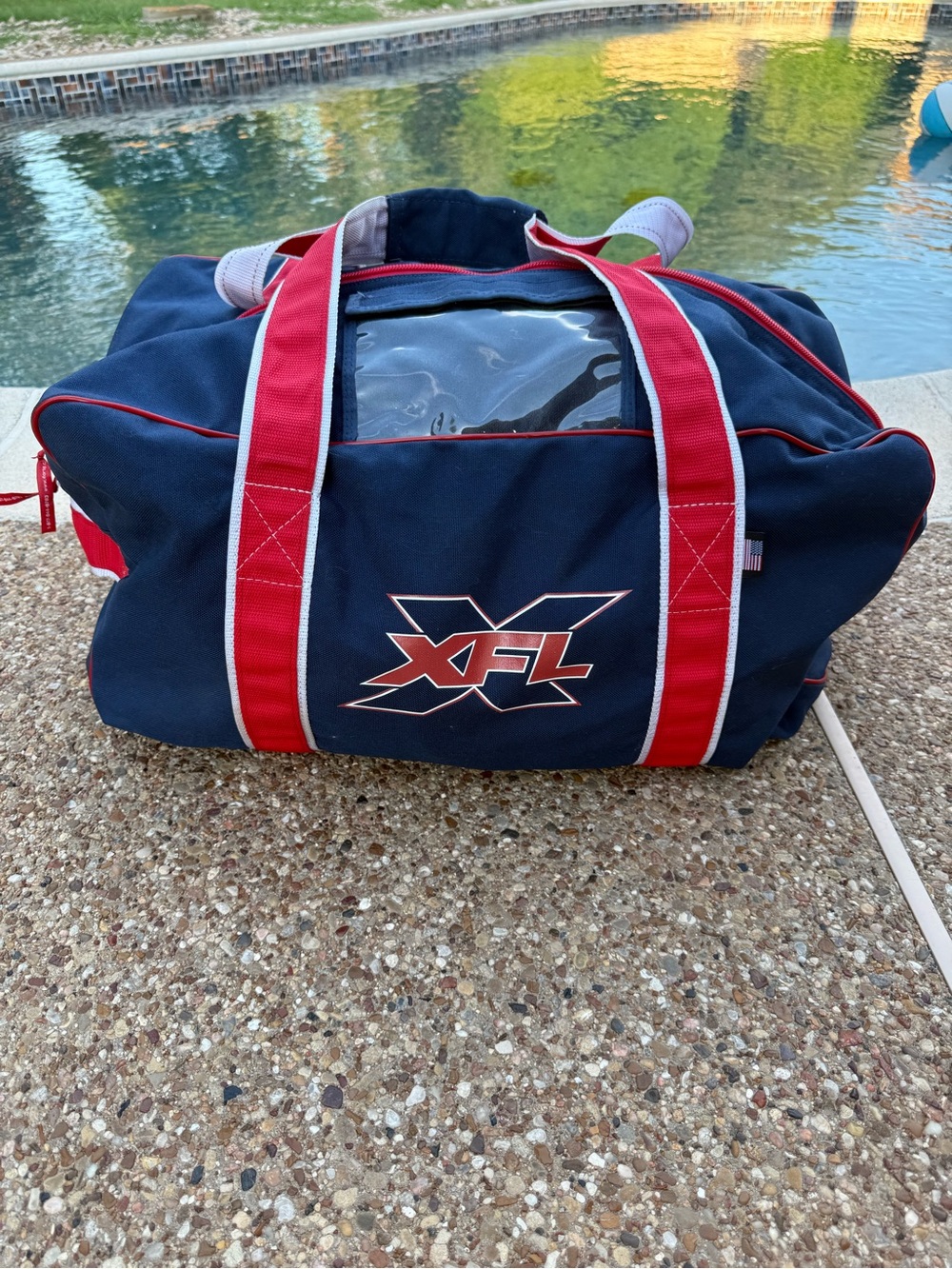 4orte Duffel Bag Ballistic Fabric Blue And Red Large Made In USA VTG Very Clean